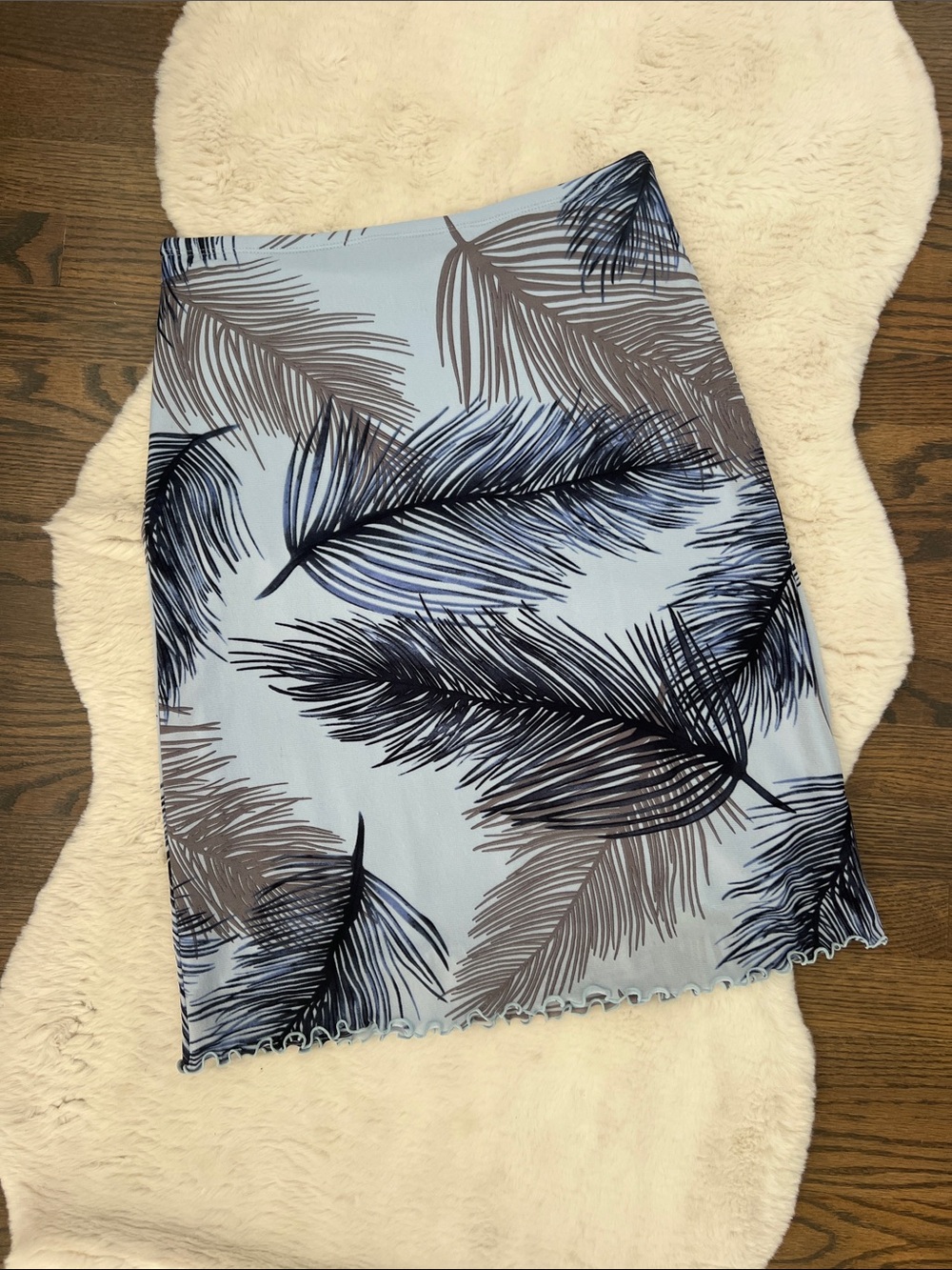 INC Light Blue Palm-Print Pencil Skirt